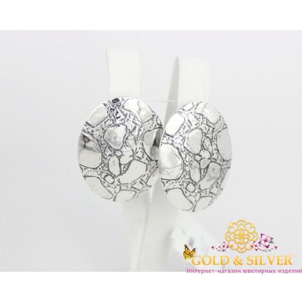 Жіночі сережки срібні "Текстура часу" 2832 , Gold &amp Silver Gold & Silver, Украина